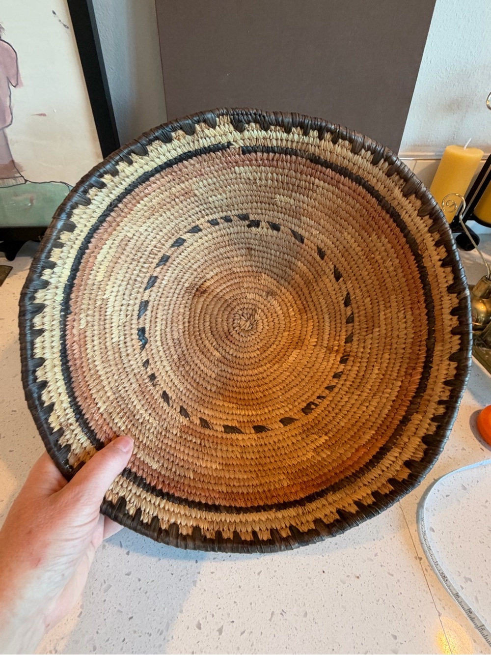 Handwoven Natural and Brown Decorative Woven Basket